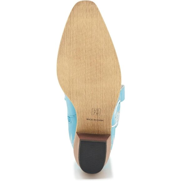 Women’s Turquoise Wide Calf Embroidered Cowgirl Western Knee High Pull On Boots - Picture 7 of 7